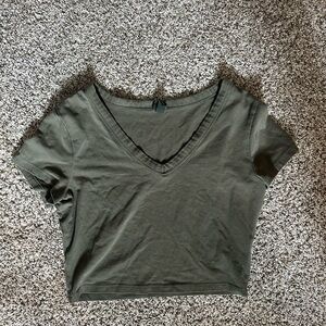 Wild Fable Dark Olive V-Neck Short Sleeve Tee